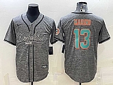 Men's Miami Dolphins #13 Dan Marino Grey Gridiron With Patch Cool Base Stitched Baseball Jersey,baseball caps,new era cap wholesale,wholesale hats